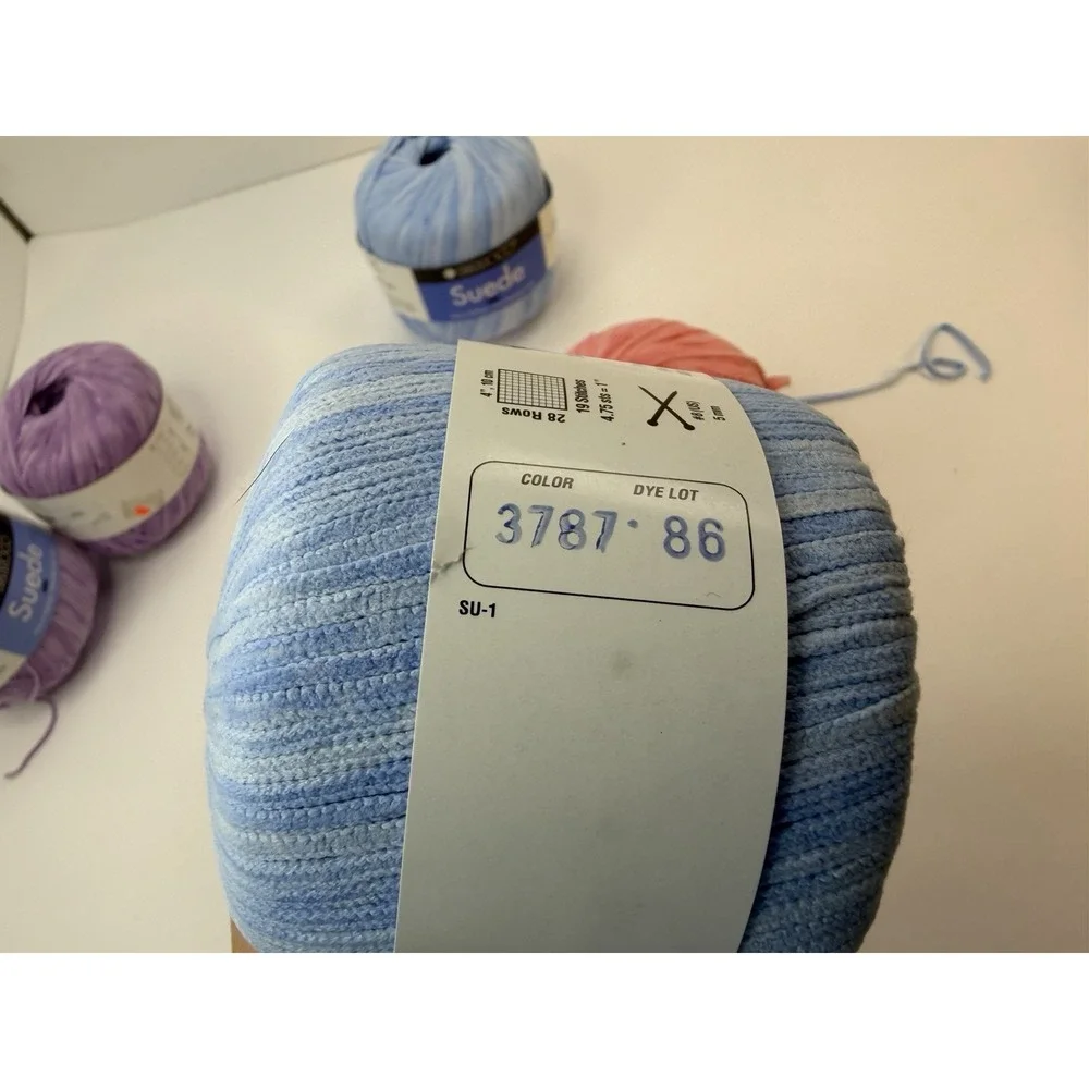 LOT 6 Yarn Balls SUEDE Italy 50 Grams Each Made Italy Nylon Pink Purple Blue